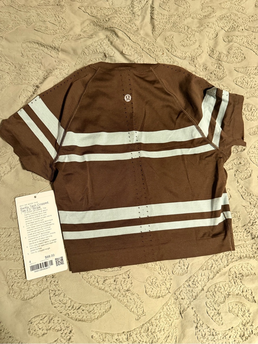 lululemon athletica Brown & White Striped Kids Athletic Tee - Picture 2 of 3